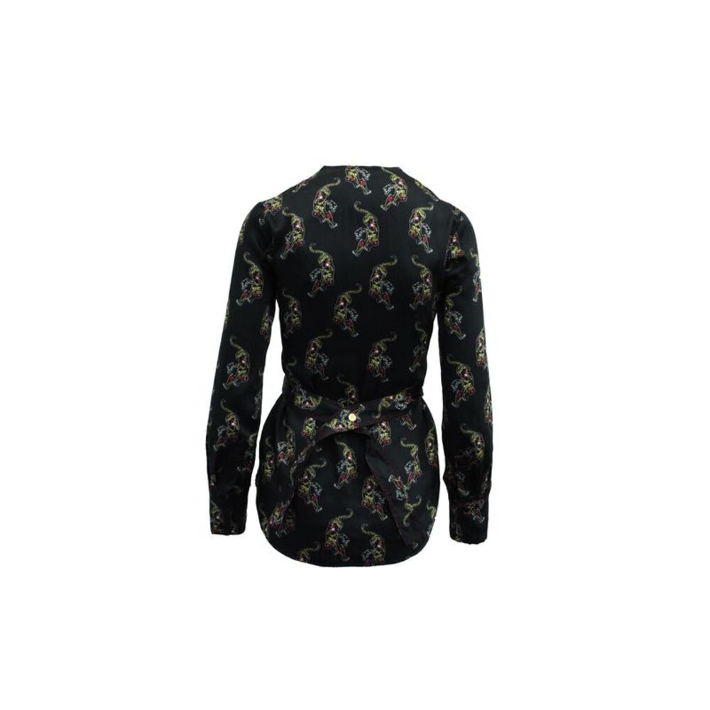Sandro Paris Aya Tiger Print Blouse in Black Print Polyester - Picture 2 of 5
